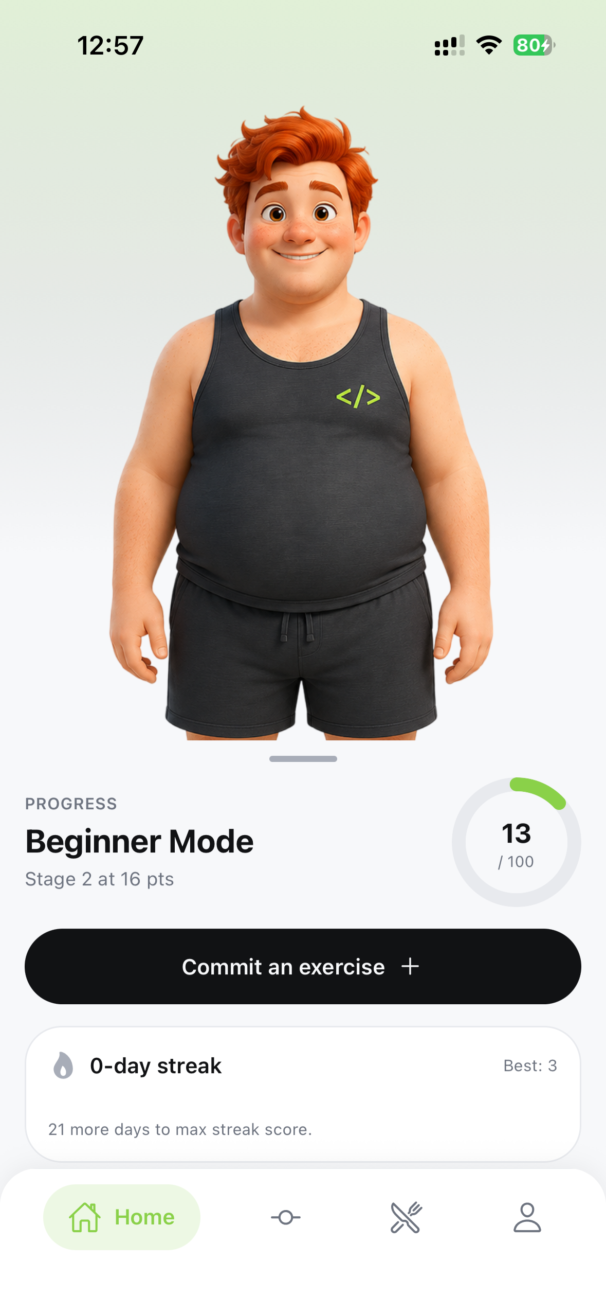 Fat Gym Bro home screen