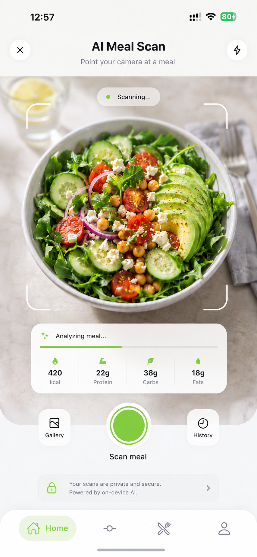 AI meal scan result